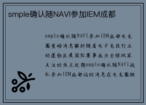 smple确认随NAVI参加IEM成都