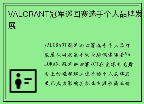 VALORANT冠军巡回赛选手个人品牌发展